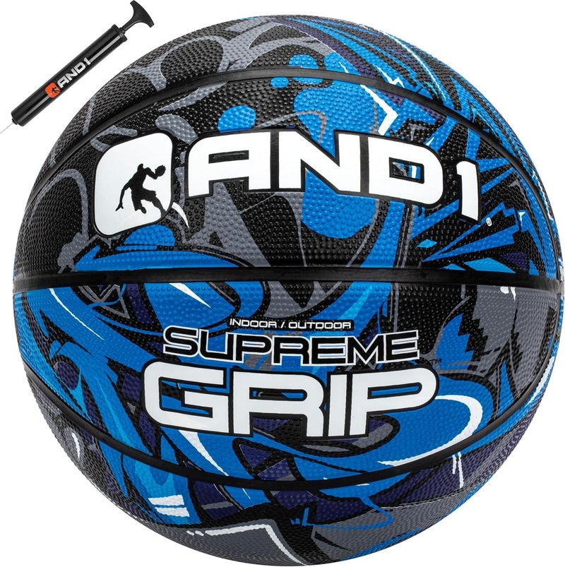 And1 Supreme Grip Official Regulation Size 7 (29.5 inches) Rubber Basketball - Deep Channel Construction Streetball, Made for Indoor Outdoor Games - Image 1